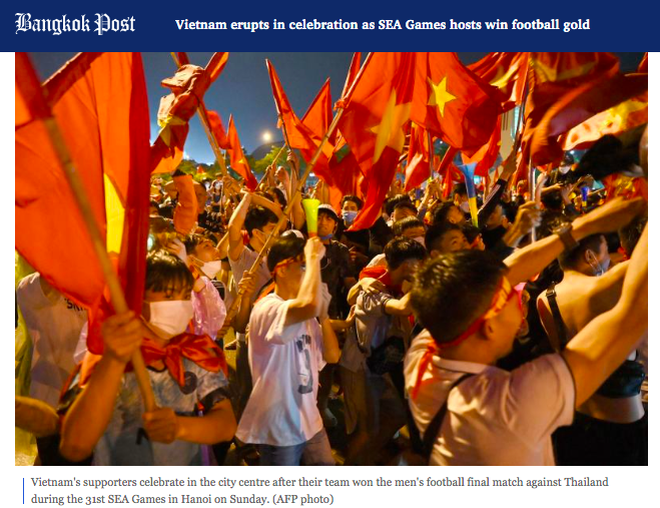 Báo Thái ấn tượng hình ảnh Việt Nam ăn mừng chức vô địch